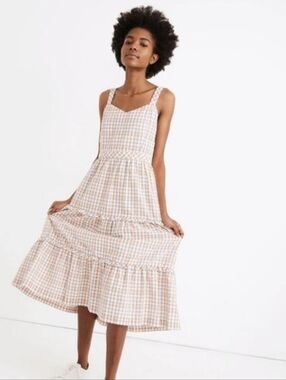 Madewell Gingham Smocked Back Dress